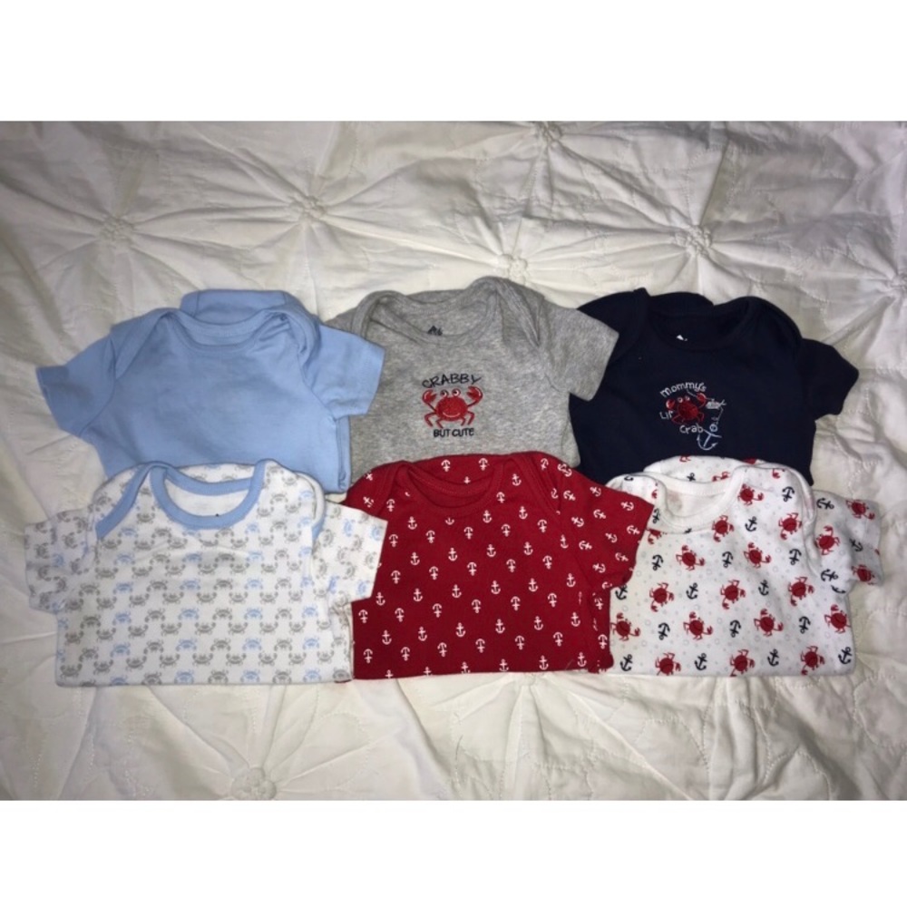 Six 0-3 months baby boy onesies